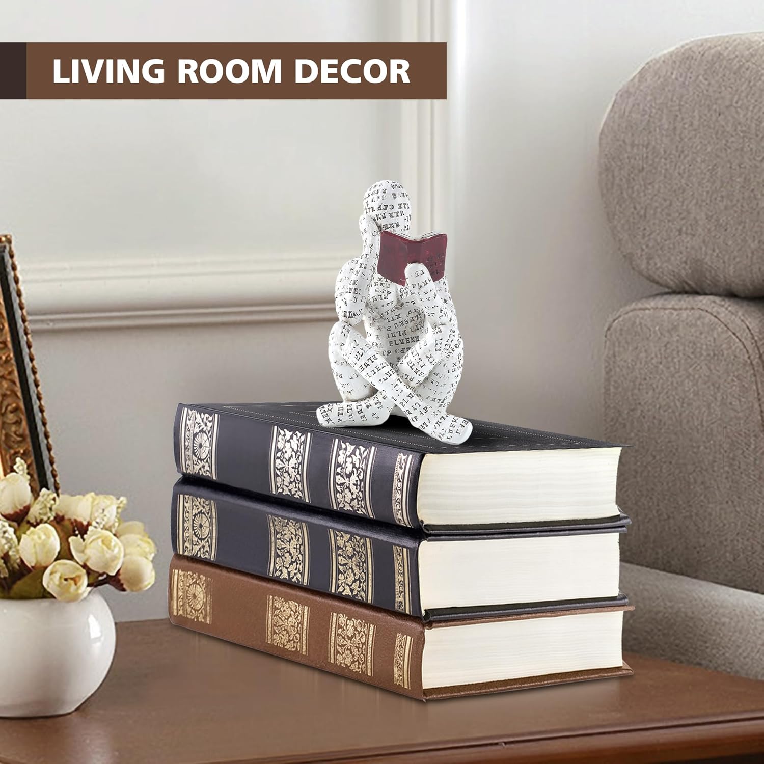 Home Decor Pulp Reading Women Thinker Statue Aesthetic Sculpture Room Decor Modern Abstract / A