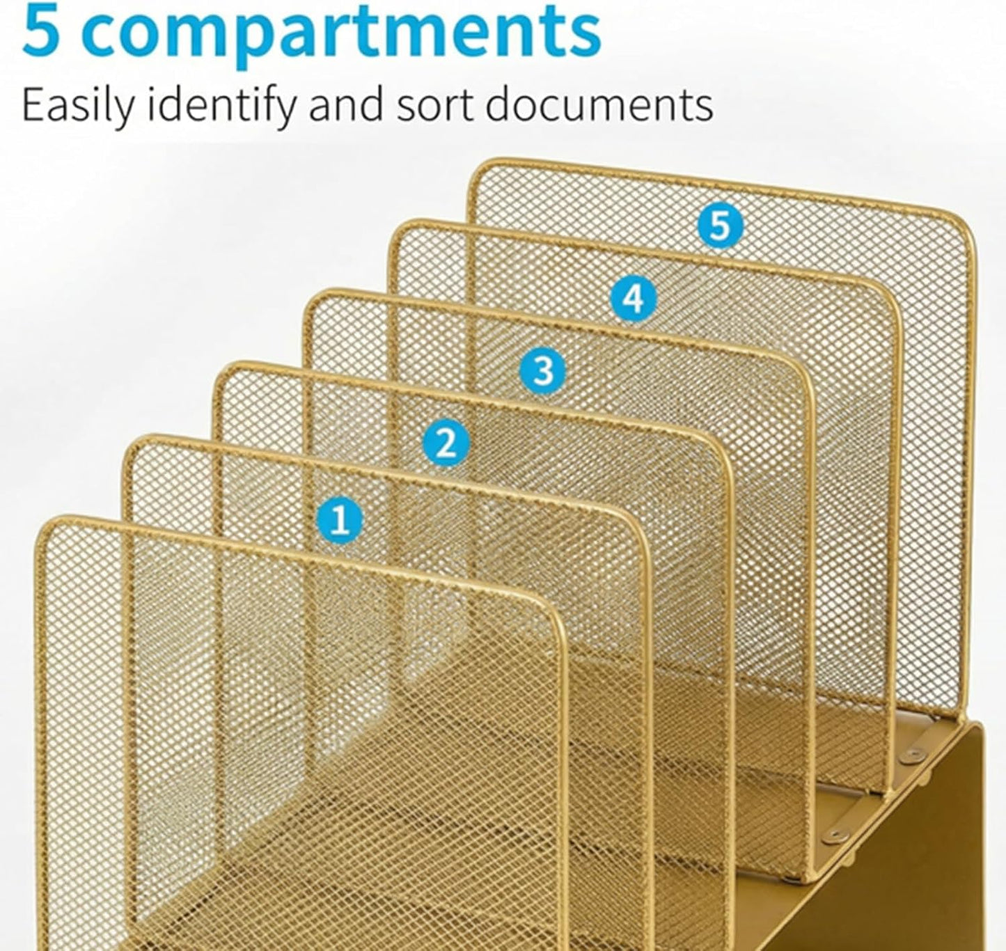 LEKETREE File Organizer for Desk, File Folder Organizer with 5-Section Vertical Rack, Suitable for Home Office Document