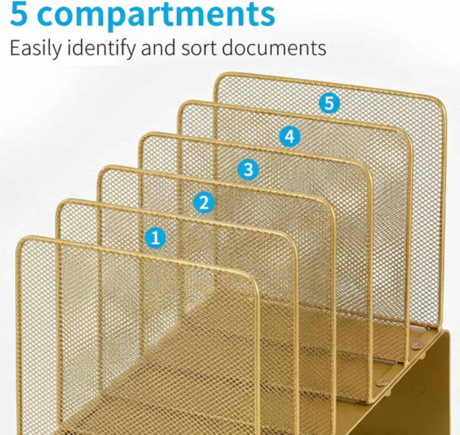 LEKETREE File Organizer for Desk, File Folder Organizer with 5-Section Vertical Rack, Suitable for Home Office Document