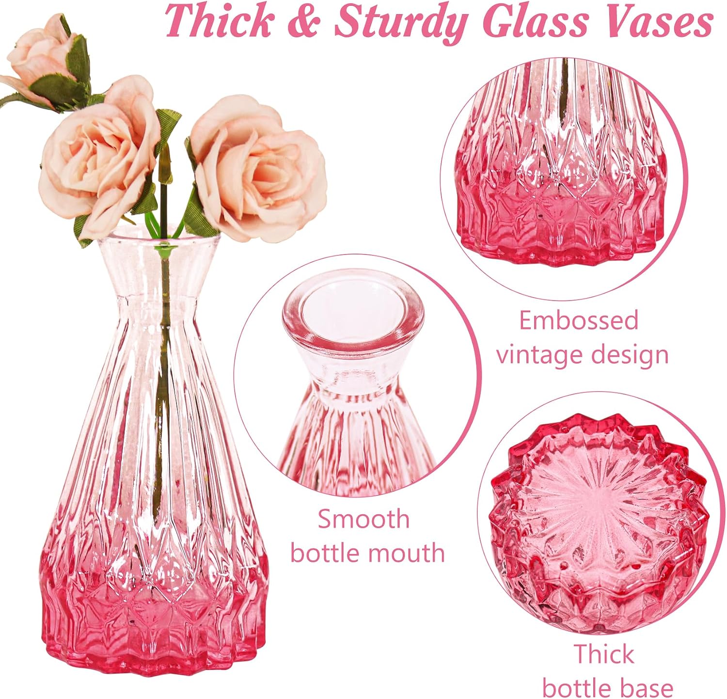 Glass Bud Vases / Pink / Set of 40