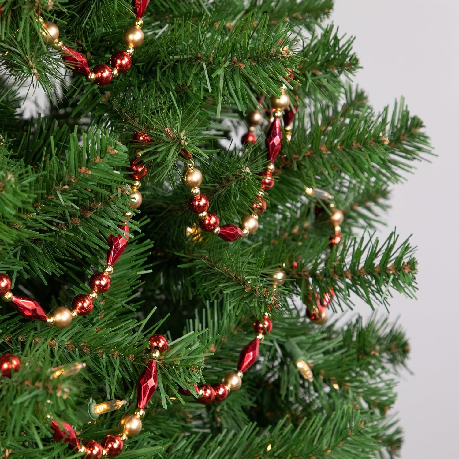 Shiny and Matte Beaded Christmas Garland / Red