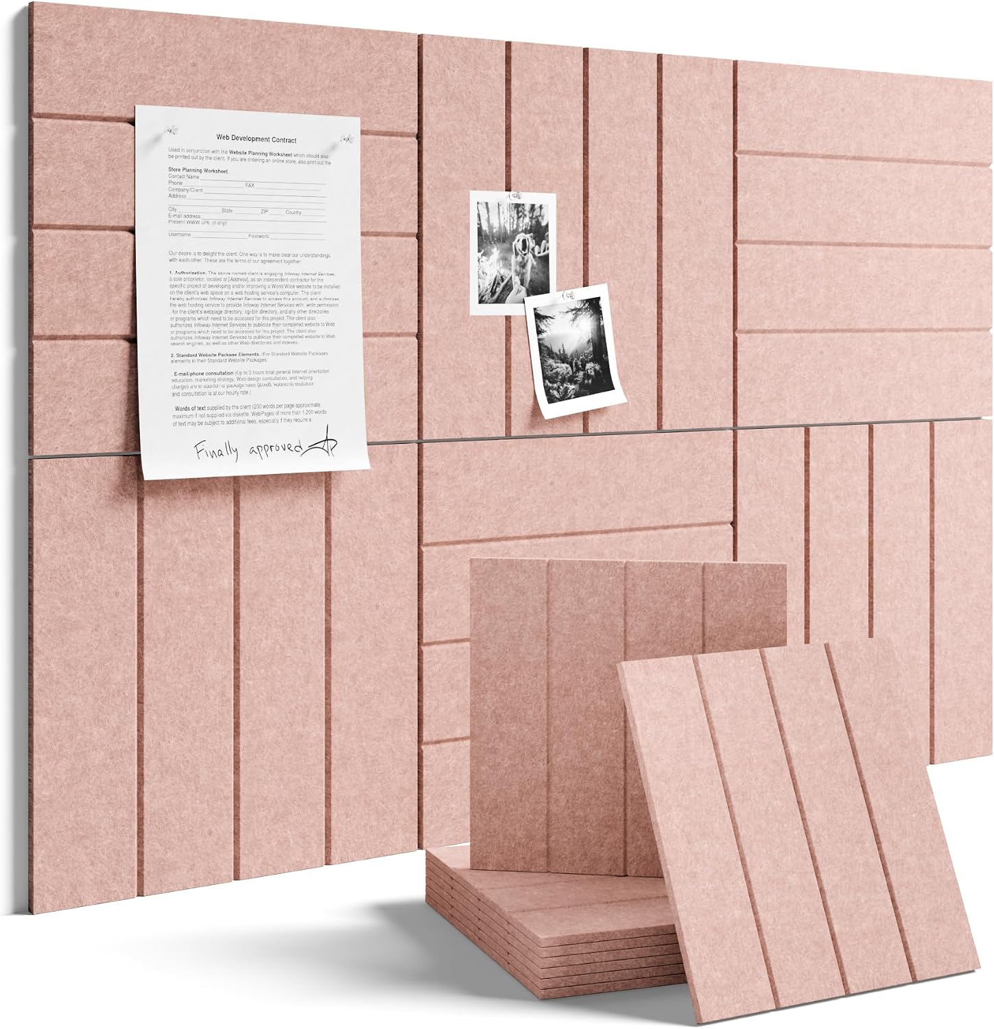 Fluxynara 36" x 24" Large Felt Bulletin Board, Pink