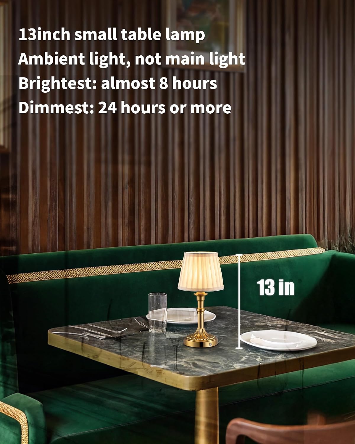 KDG Gold Cordless Table Lamps Set of 2, Beige Fabric Shade Small Desk Lamp | Portables 4000mAh Battery Powered, LED