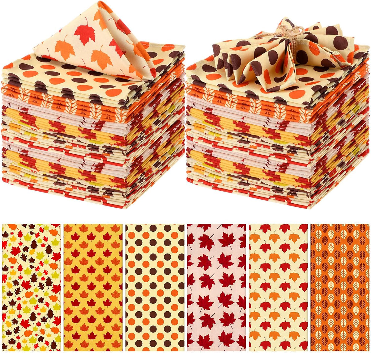 Mixweer 24 Pack Fall Thanksgiving Cloth Napkins Bulk, 15 x 15 Inch
