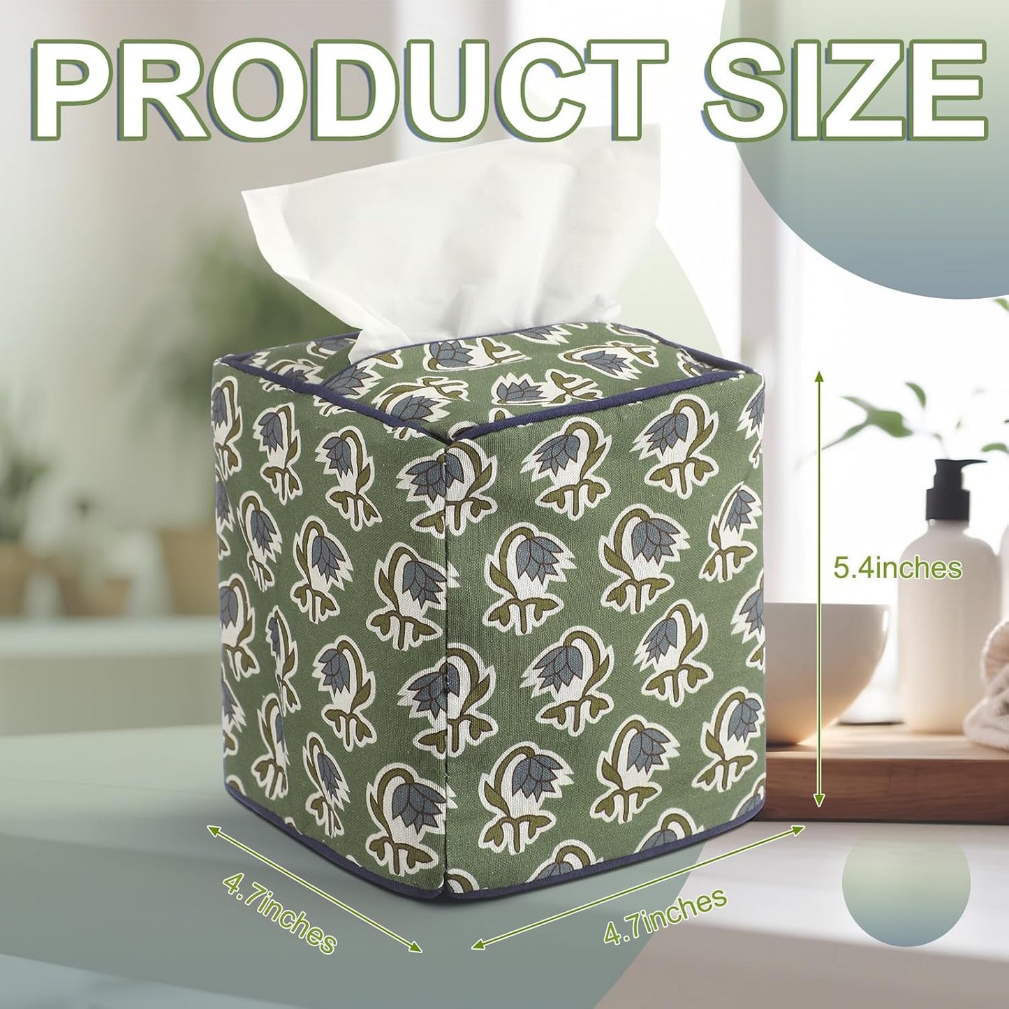 Fabric Tissue Box Cover / Green