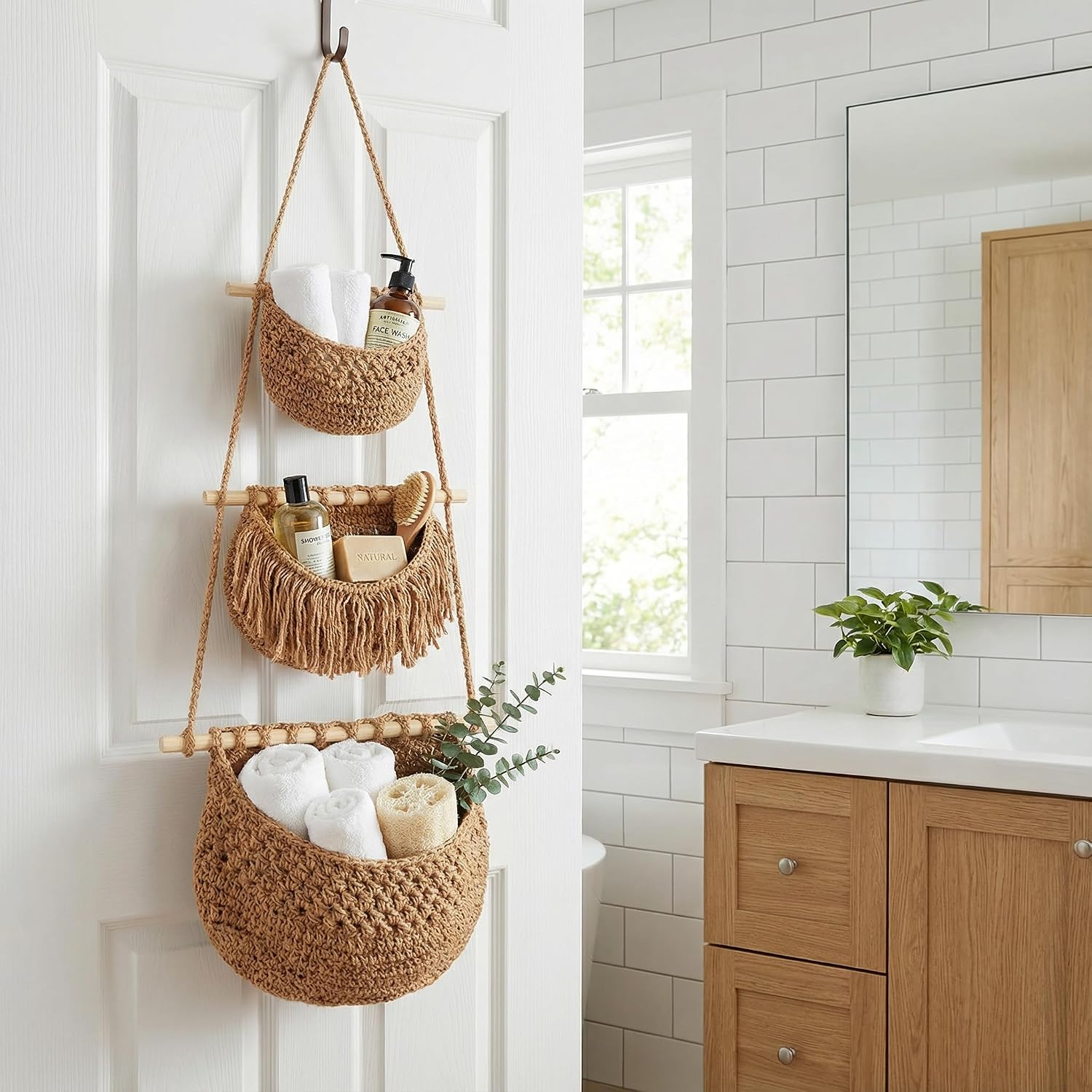 Jute Wall Baskets / 3 Tier / Standard / Brown