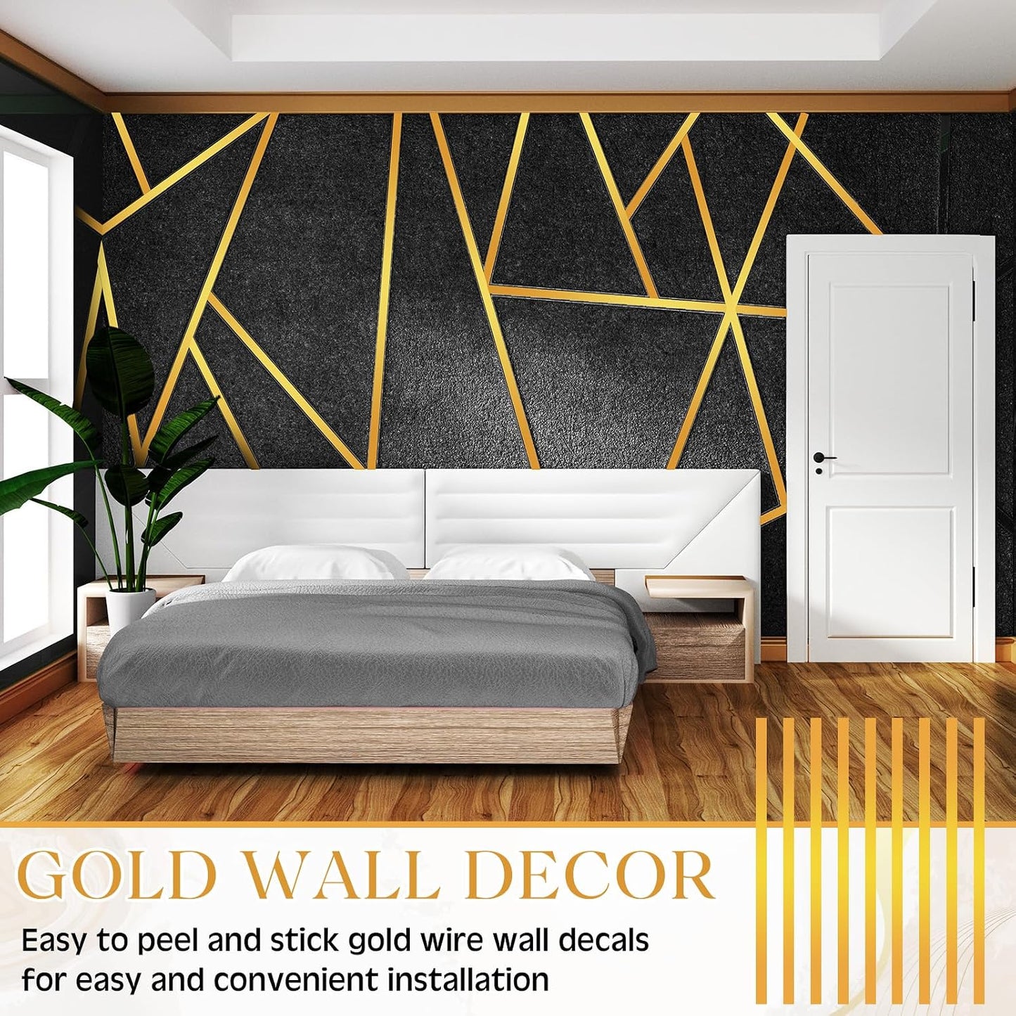 Wall Decals Peel and Stick Tape / Gold / 70.8 x 1.2 / Set of 24