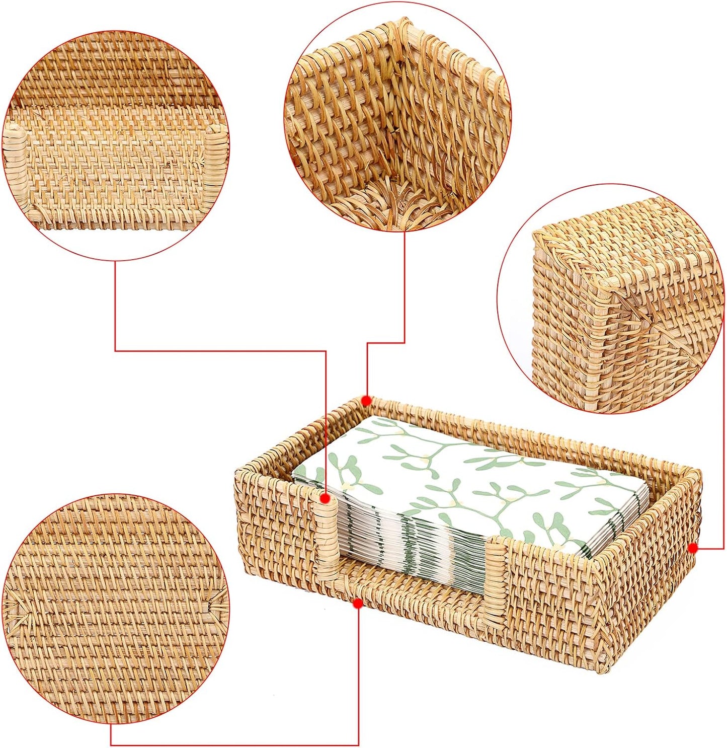 Napkin Holder Rattan Guest Towel Holder Tray / Honey Brown / 9.4 x 5.5 / Inch/ Guest Towel