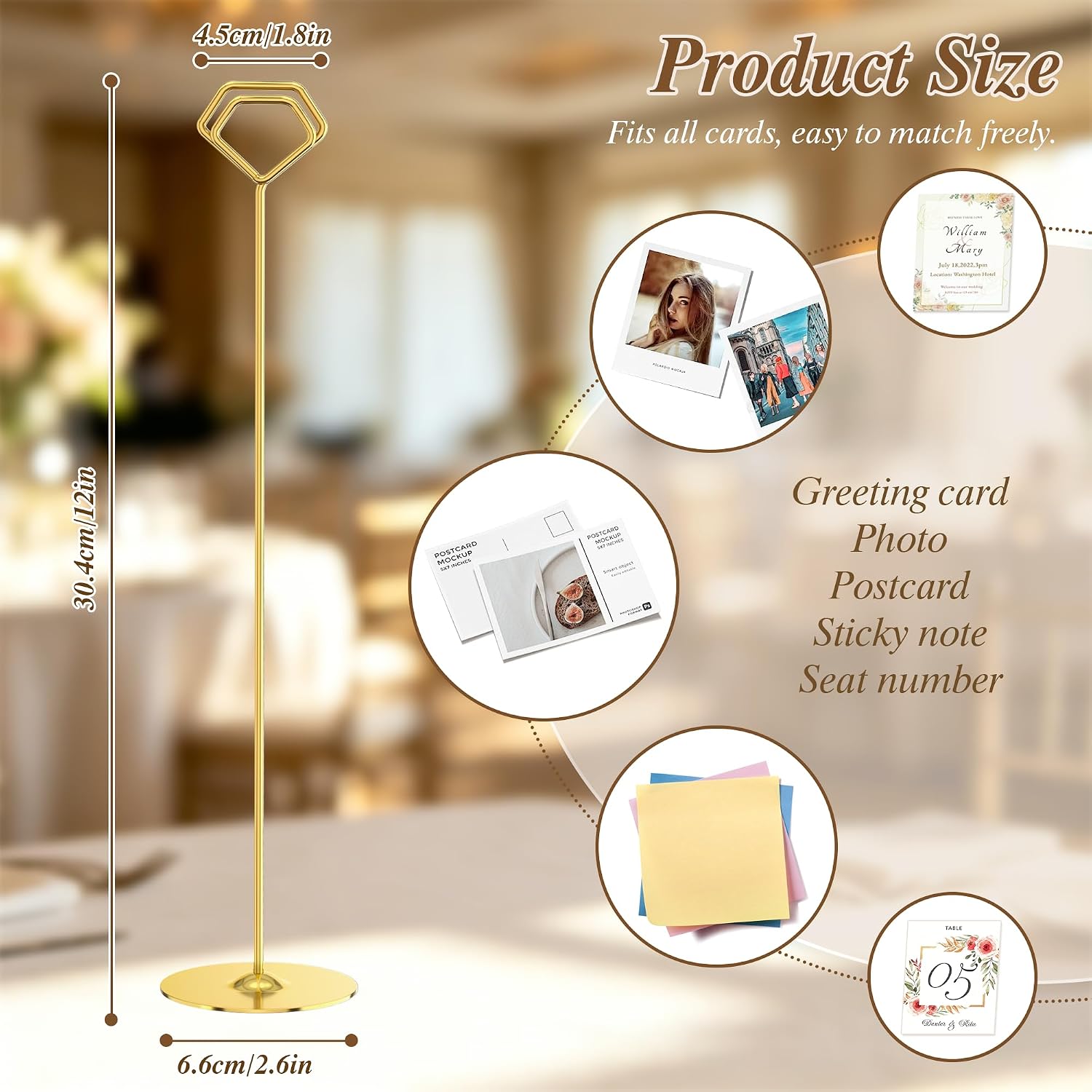 Urban Deco 16PK Table Number Holders 12 Inches Place Card Holder Metal Table Card Holders Picture Holders For Tables