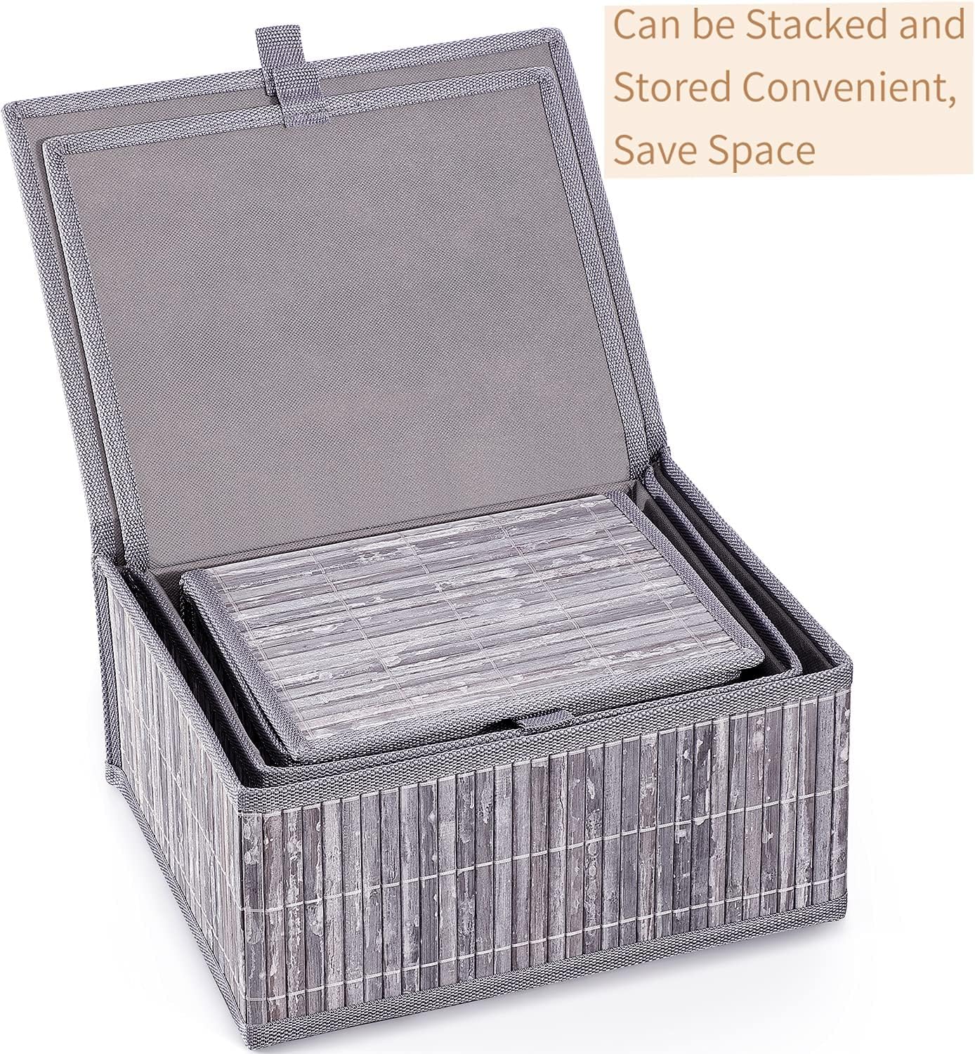 Woven Lined Storage Basket / Gray Marble / Set of 3