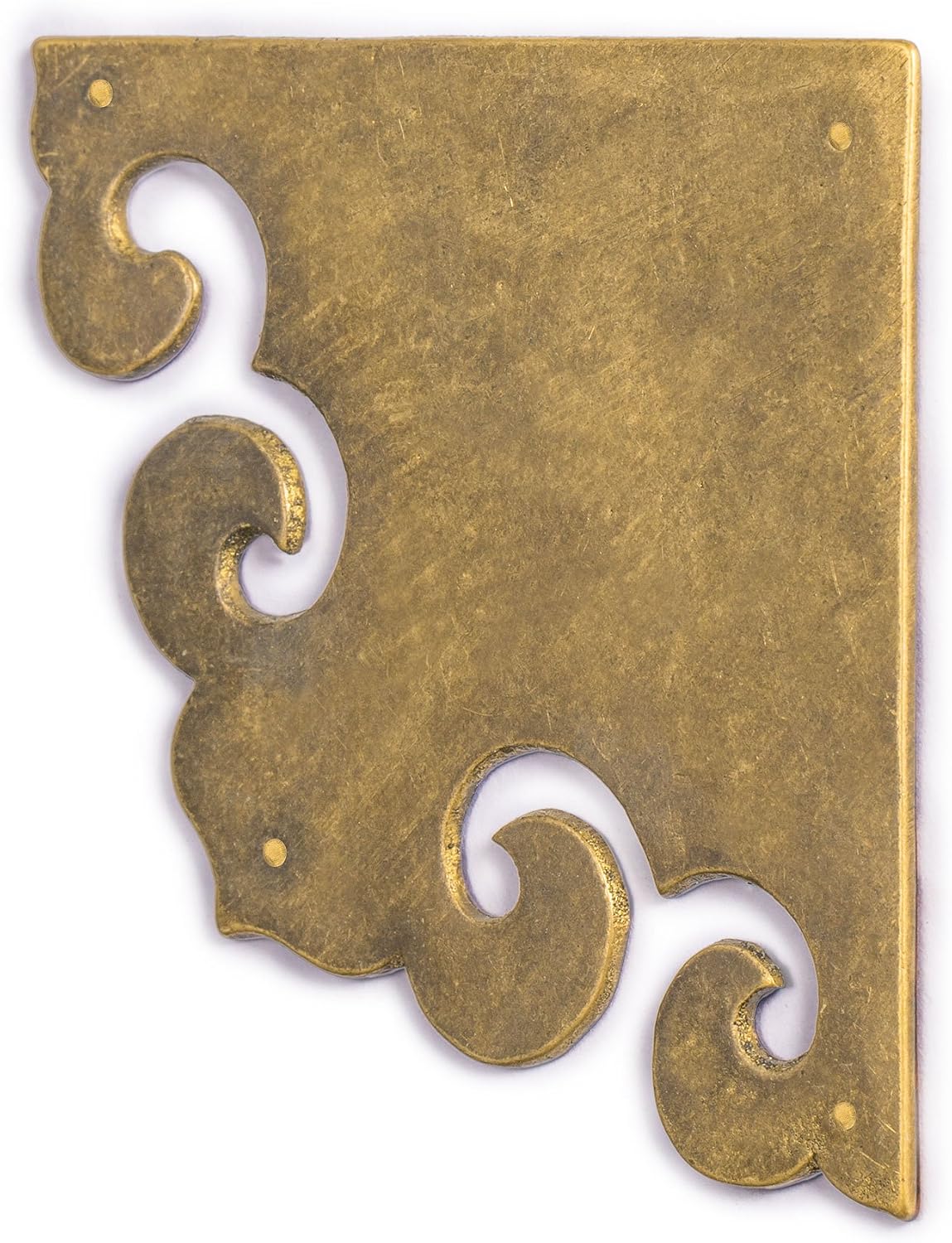 Brass Curled Box Corner Plate / Medium / Set of 2