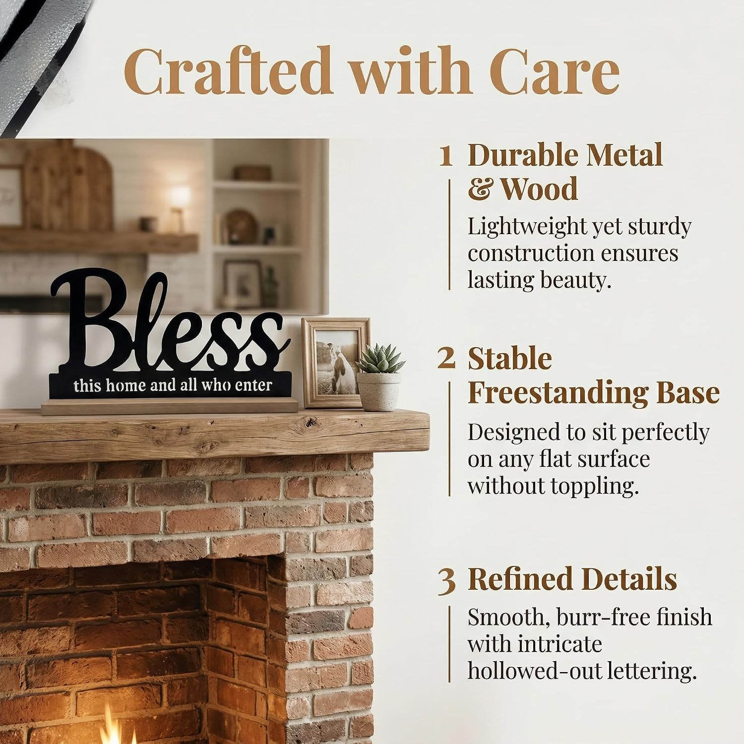 Metal Bless This Home Sign for Tabletop Decor / Black-bless / 11.6 Inch