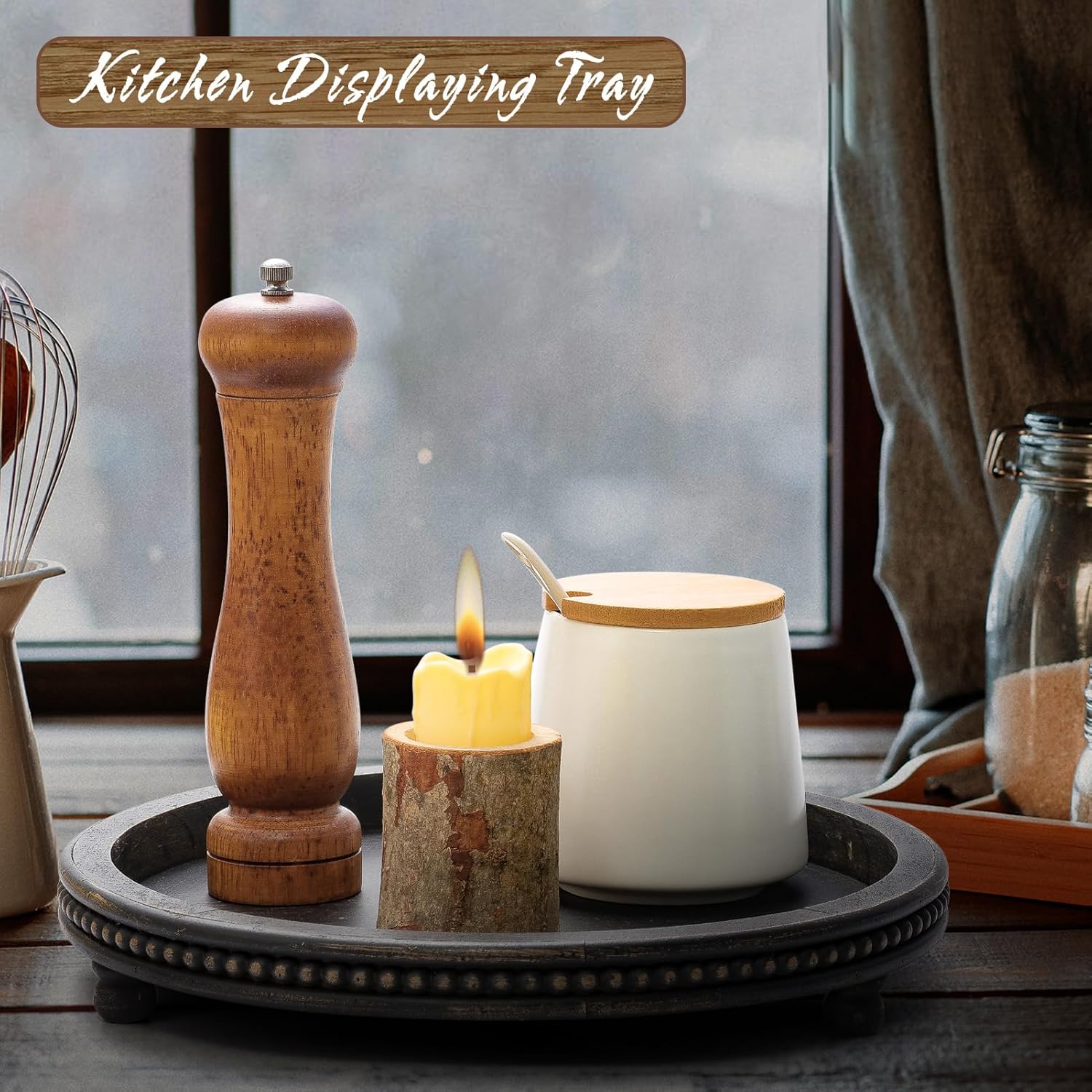 Wooden Tray Decor / Black