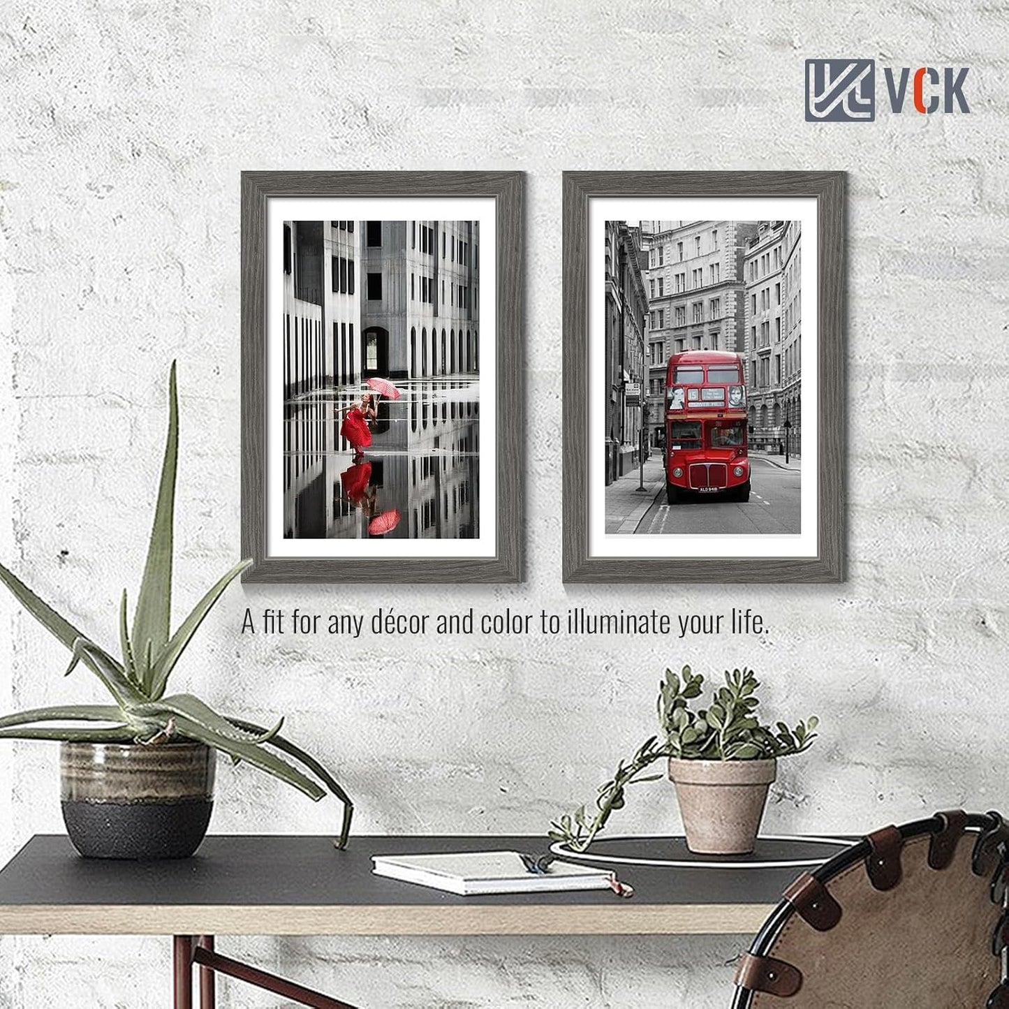 VCK 11x17 Picture Frame Grey 4 Pack, Wide Thick Wood Border, for Poster | Exclusive Woodgrain, Wall Hanging, HD