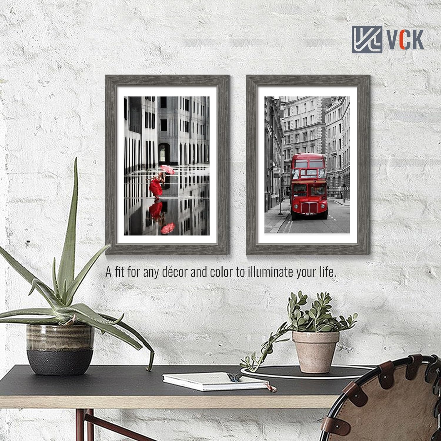 VCK 11x17 Picture Frame Grey 4 Pack, Wide Thick Wood Border, for Poster | Exclusive Woodgrain, Wall Hanging, HD