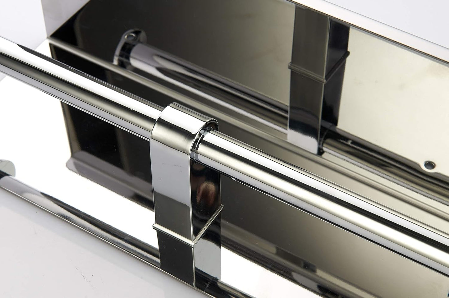 BGL Toilet Paper Holder - Stainless Steel Toilet Paper Roll Holder with Shelf Wall Mounted for Bathroom (Silver, Double