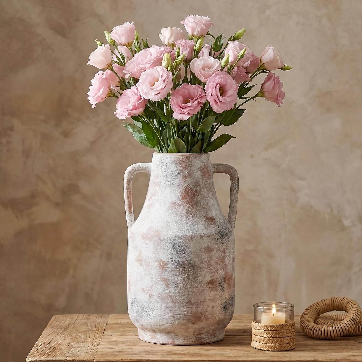 Tall Ceramic Vase / 11inch-terracotta / White / 11 Inch