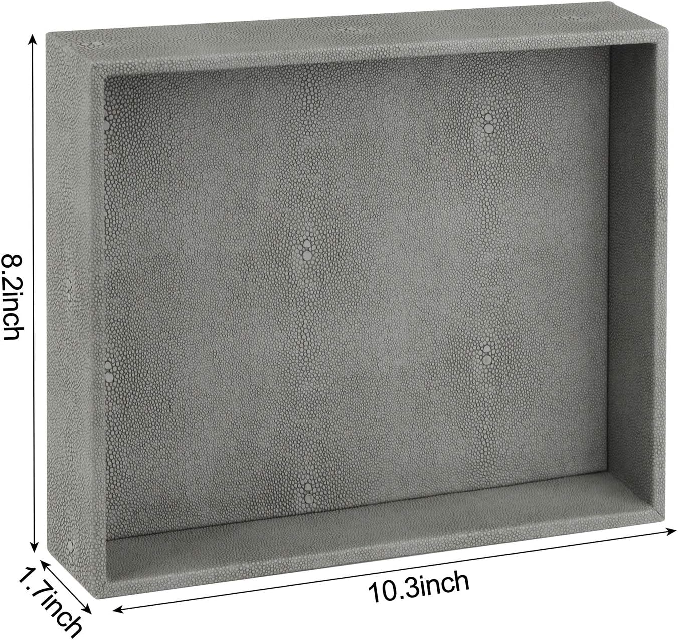Bathroom Vanity Tray / Dark Grey Shagreen / 10.2 x 8.4 x 1.8
