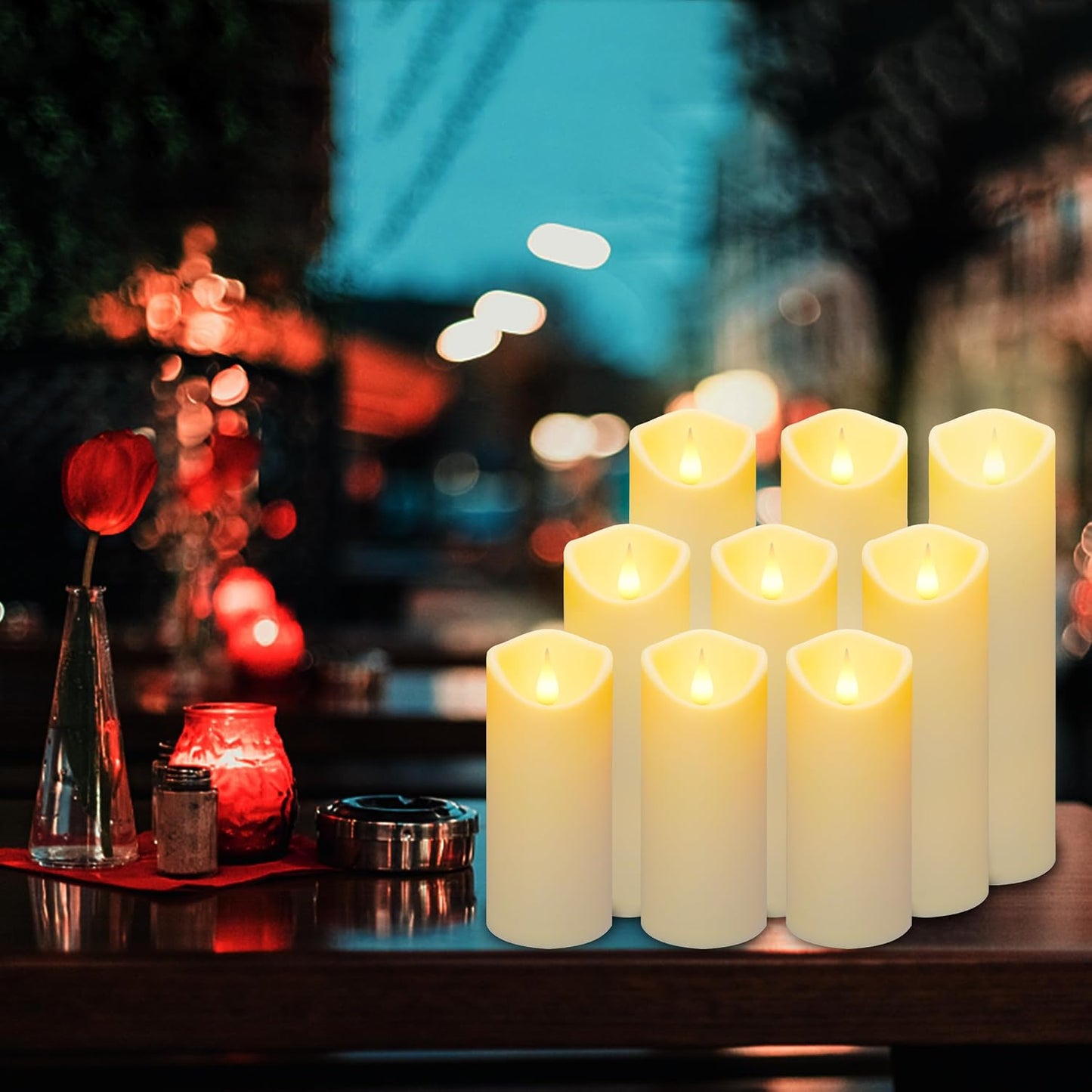 9pcs Flameless LED Candles Battery Operated with 10-Key Remote & Timer, Indoor Heat Resistant, 3D Wick with Warm