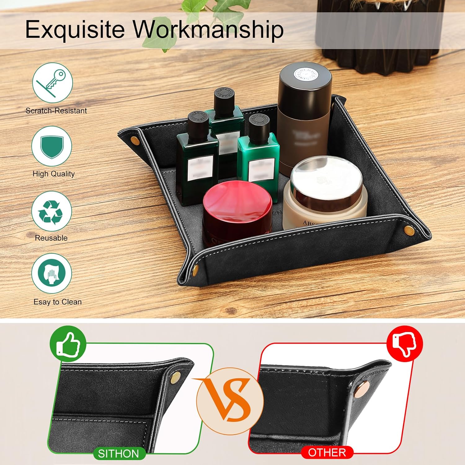 Valet Tray Desktop Storage Organizer / Black