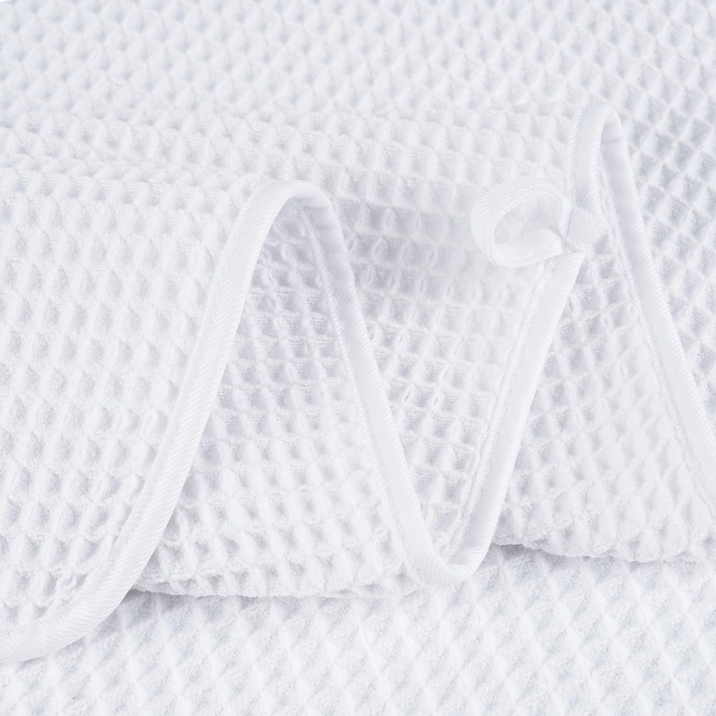 POLYTE 430 GSM Poly Blend Microfiber Quick Dry Waffle Bath Towel Set of 6 | 2-Body Towels, 2-Hand Towels, 2-Wash