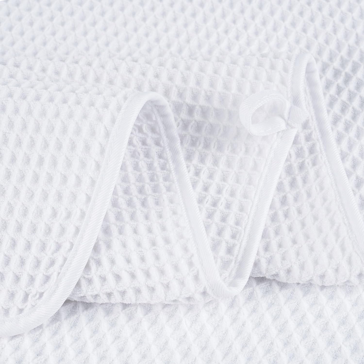 POLYTE 430 GSM Poly Blend Microfiber Quick Dry Waffle Bath Towel Set of 6 | 2-Body Towels, 2-Hand Towels, 2-Wash