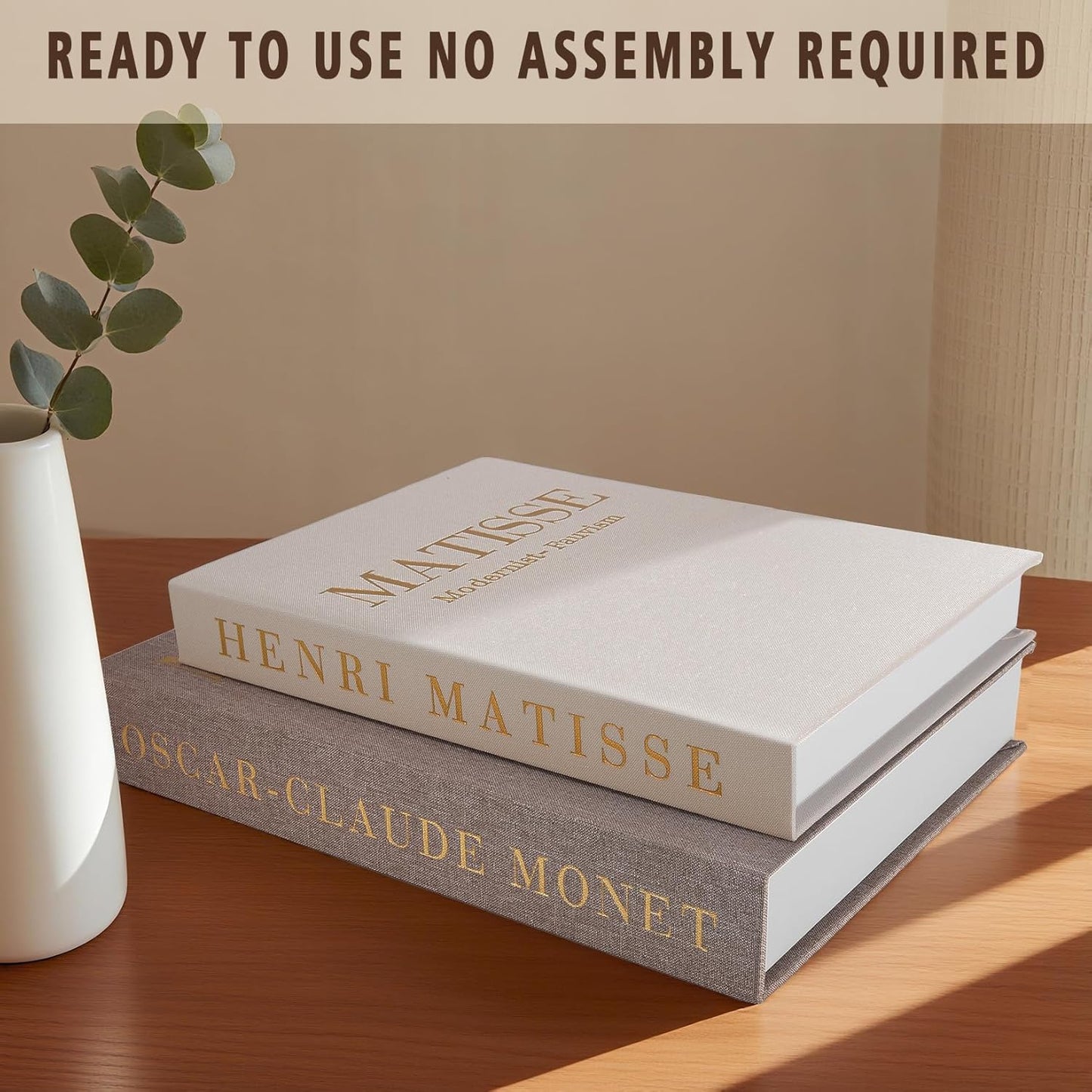 Linen Books Stack Bookshelf / Decorative Book Sets / White
