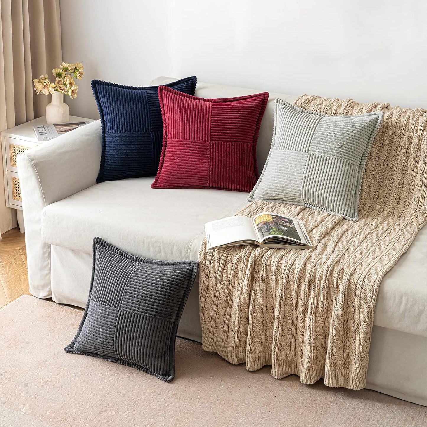 Decorative Throw Pillow Covers / 18 x 18 / Navy Blue / Set of 2