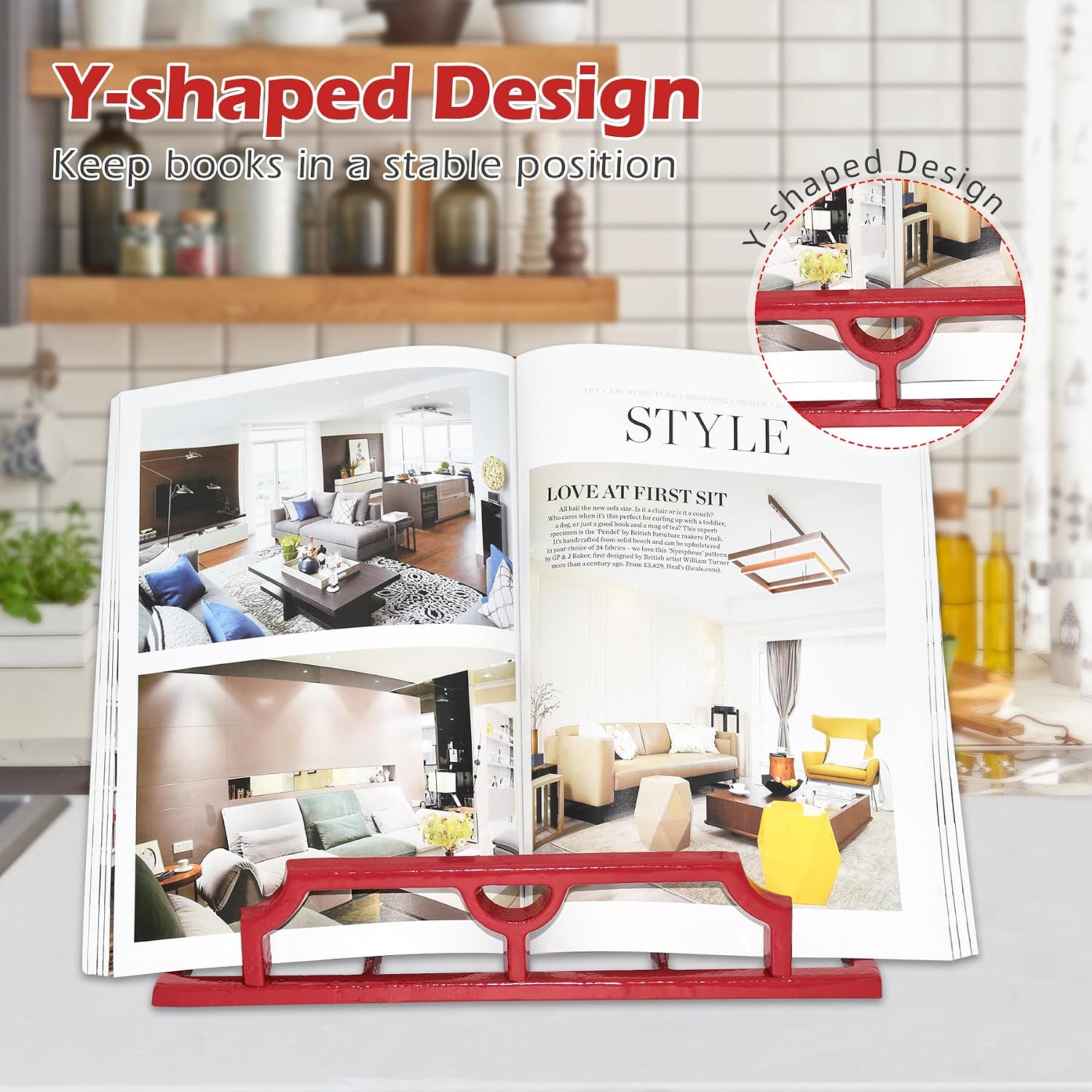 Elegant Cookbook Stand Cast Iron, Kitchen Decorative Metal Recipe Book Holder for Bible, Prayer Book Stand, Magazine