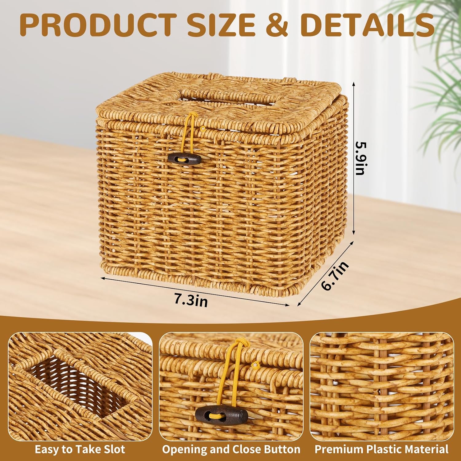 Square Plastic Rattan Facial Towel Container