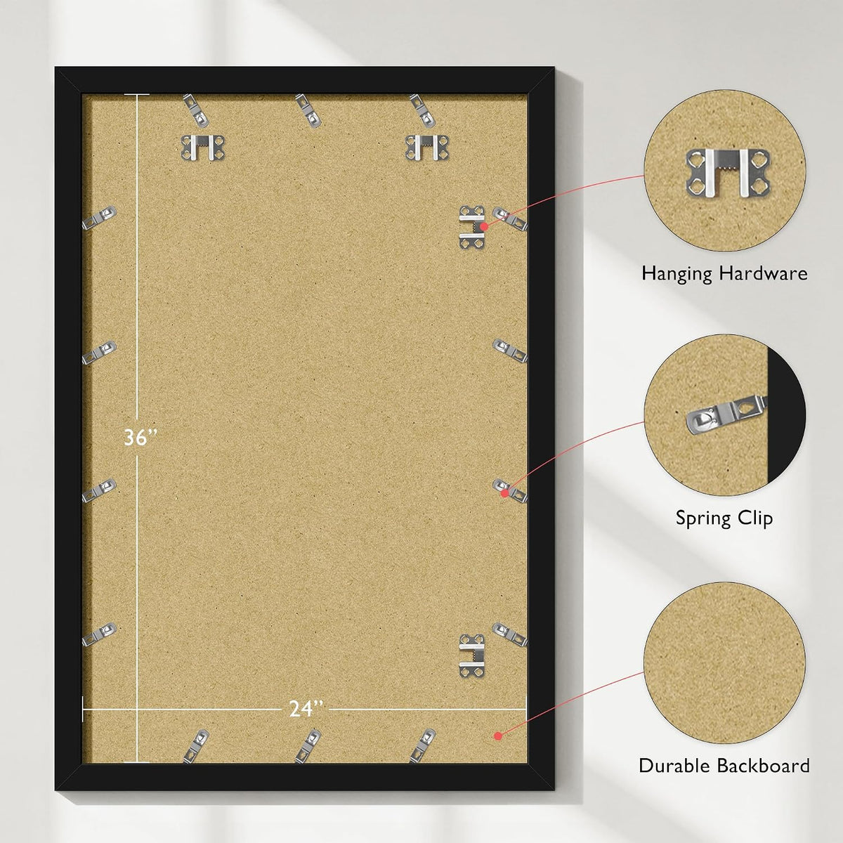 24x36 Poster Frame Black 5 Pack, for Wall Mounting | Display Pictures 20x30 with Mat or 24 x 36 without Mat with HD