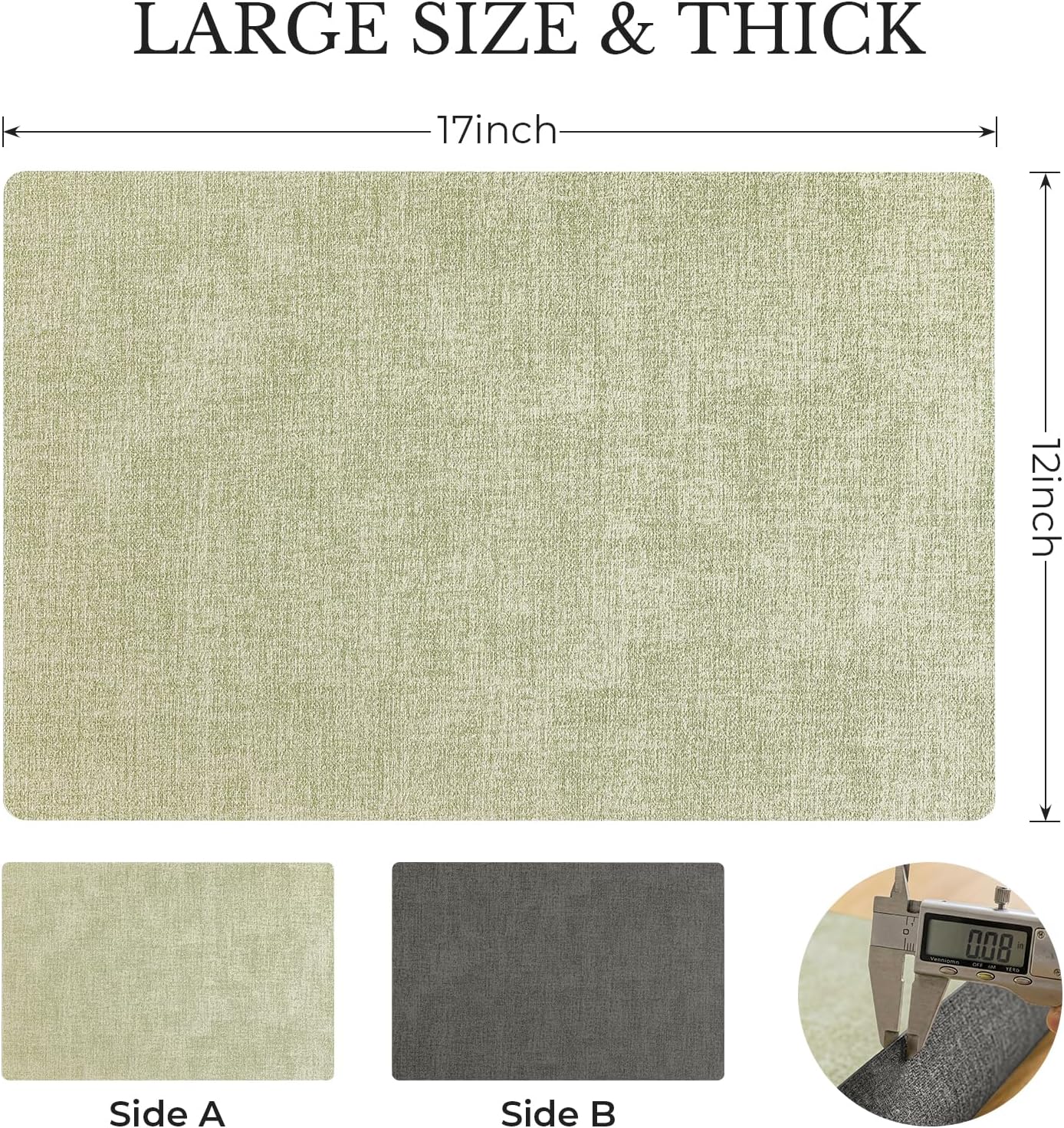 Romanstile Reversible Vinyl Placemats Set of 8, Faux Leather 100% Waterproof Oil-Proof Wipeable Place Mats, Heat