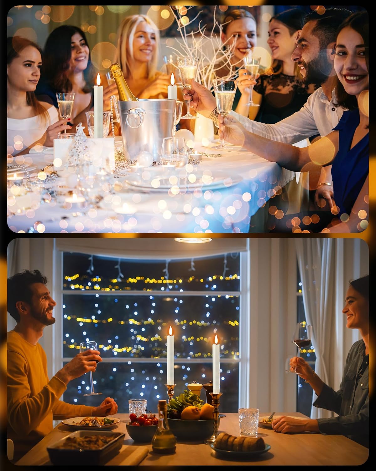 Funtery 24 Pieces 6.5" Flameless LED Taper Candles with Remote Timer Battery Operated Candles Bulk Short LED