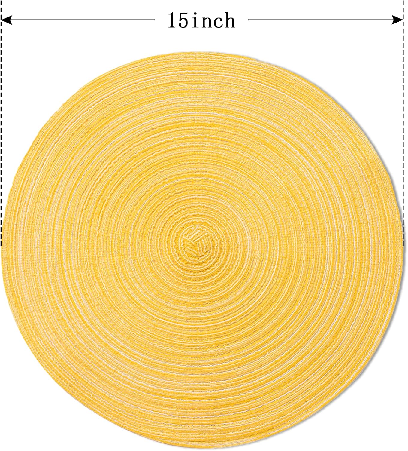 FunWheat Round Braided Placemats Set of 8 Place mats for Dining Tables Woven Heat Resistant Table Mats 15 inch(E