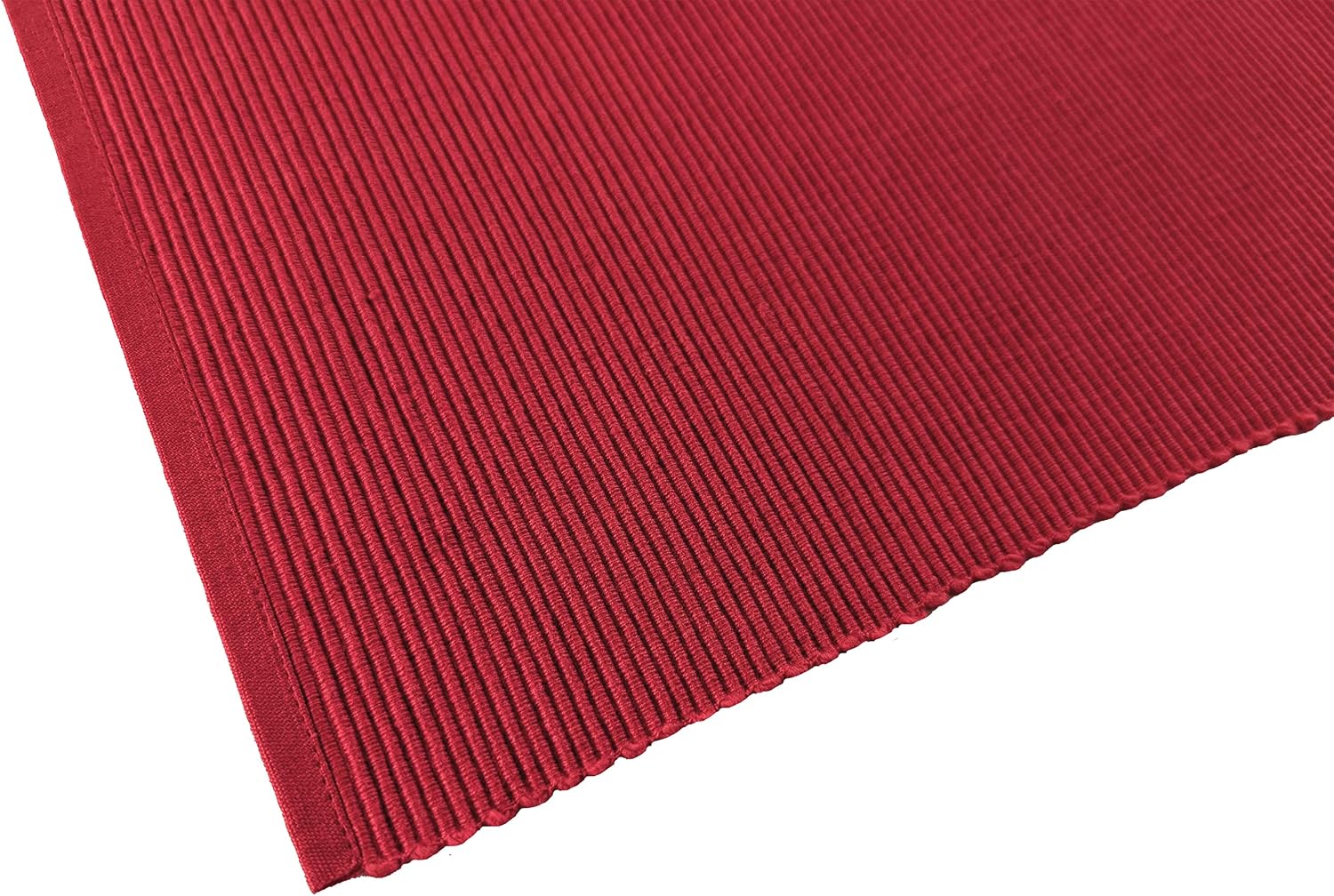 100% Cotton Ribbed Placemats - Set of 6-13 x 19 Inch - Red - Everyday/Christmas Fabric Table Mats - Thick Construction