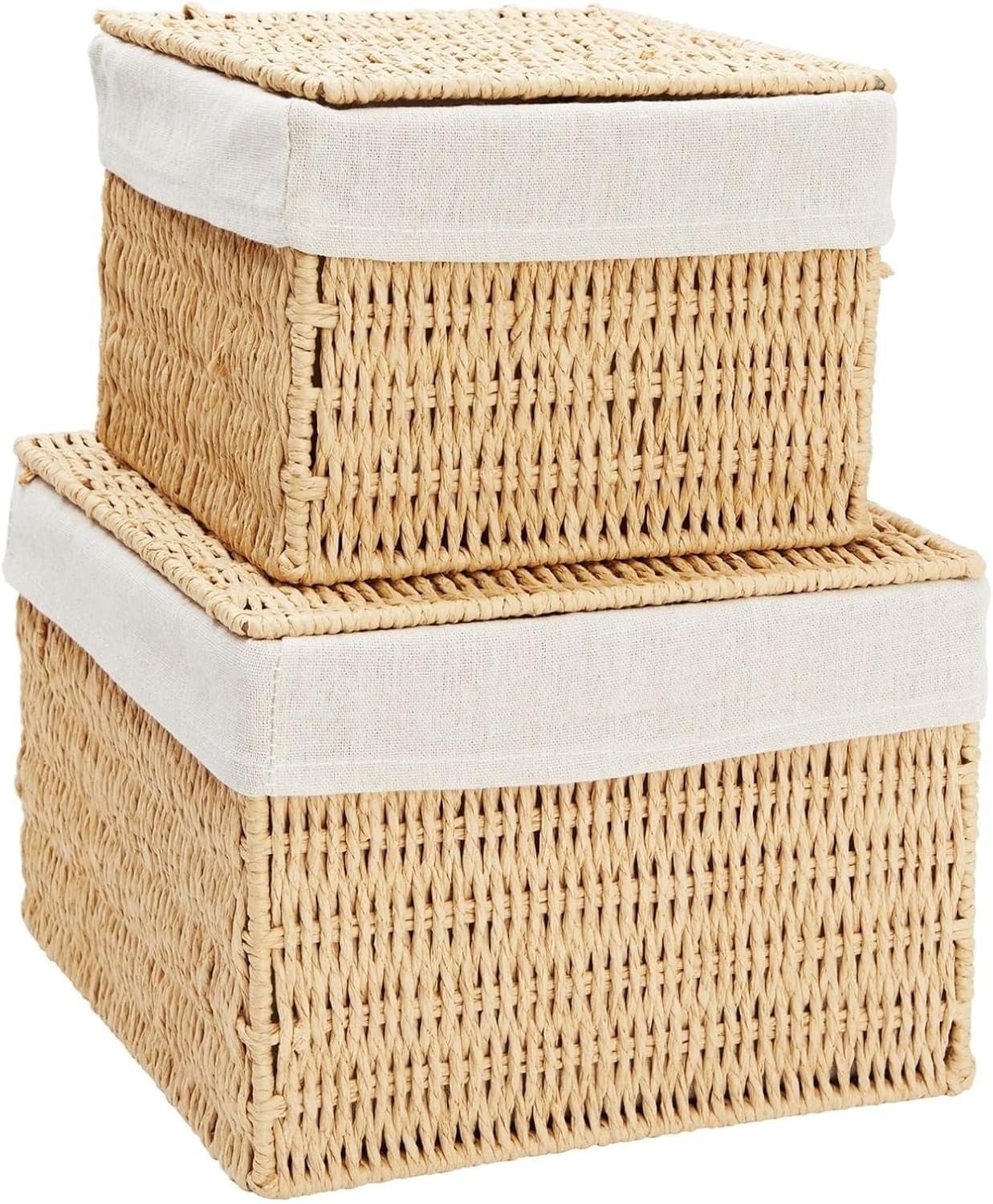 Wicker Storage Bins / Brown / 10 x 10 x 7 / Set of 2