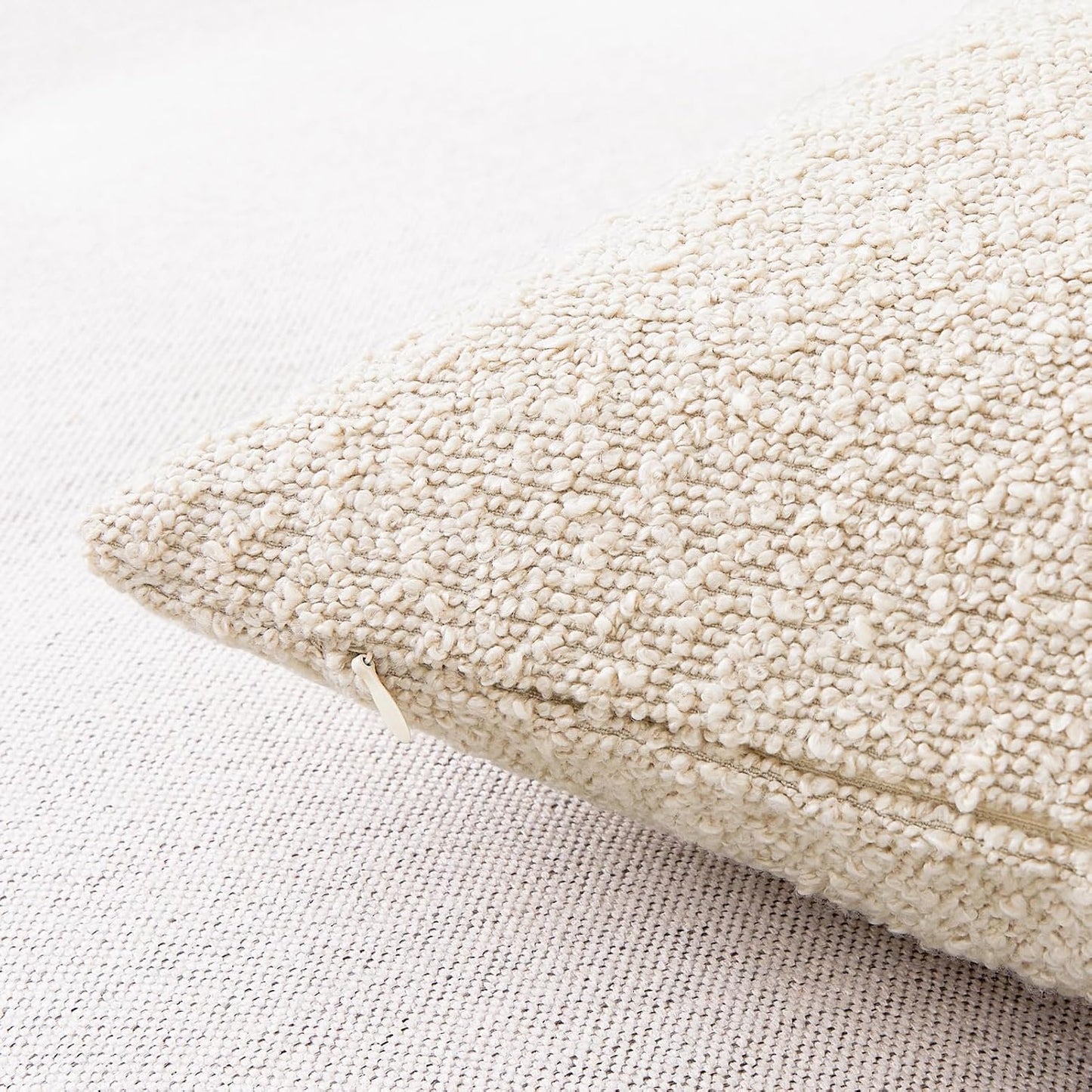Neutral Textured Boho Pillow Covers / Beige / 18 x 18 / Set of 2