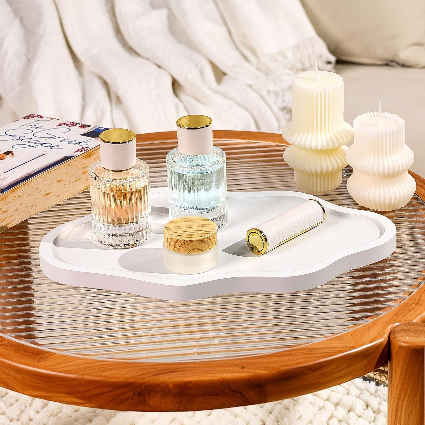 Cloud Wooden Jewelry Tray Trinket Dish / White
