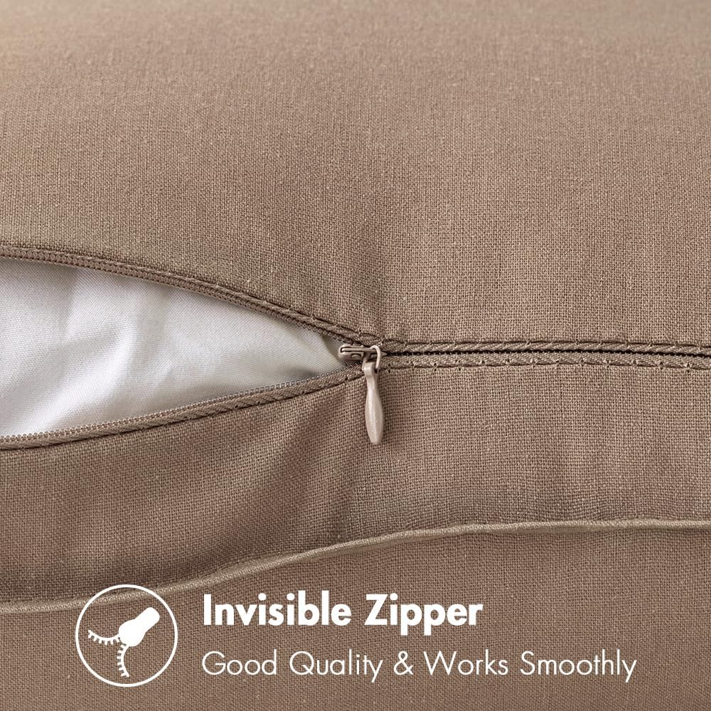 Decorative Linen Pillow Covers Boho Farmhouse Modern Soft Accent / 18 x 18 / Coco Brown / Set of 2