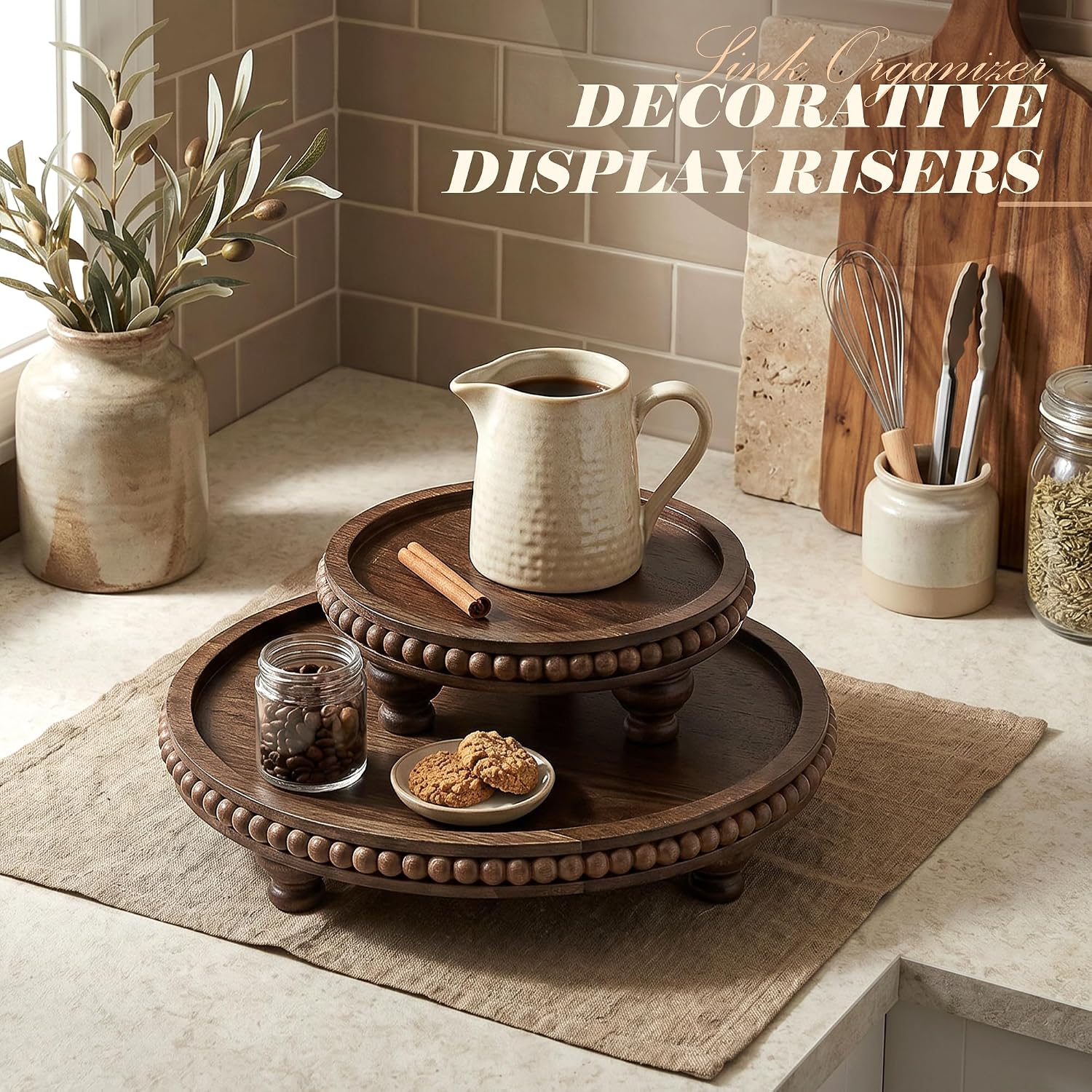 Cake Stand forCoffee Table / Darkacacia / Set of 2