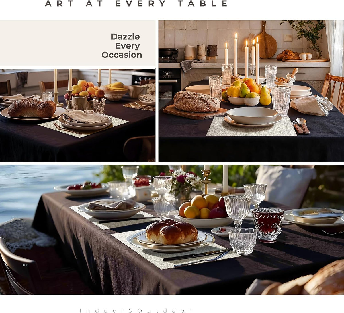 Leetaltree Woven Vinyl Placemats Set of 24,White and Silver | High Density，Stain Resistant, Easy to Clean, Washable