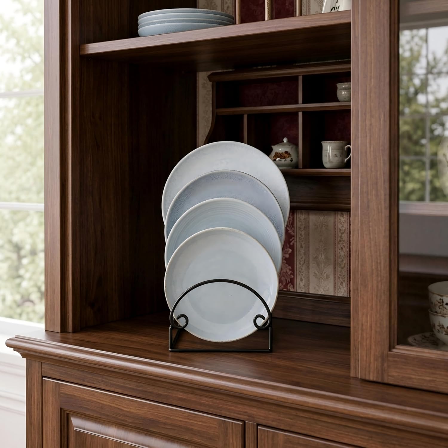 4-Tier Metal Scrollwork Dish Rack Plate Rack Display Stand Holder Cabinet / 4 Tier / Set of 2
