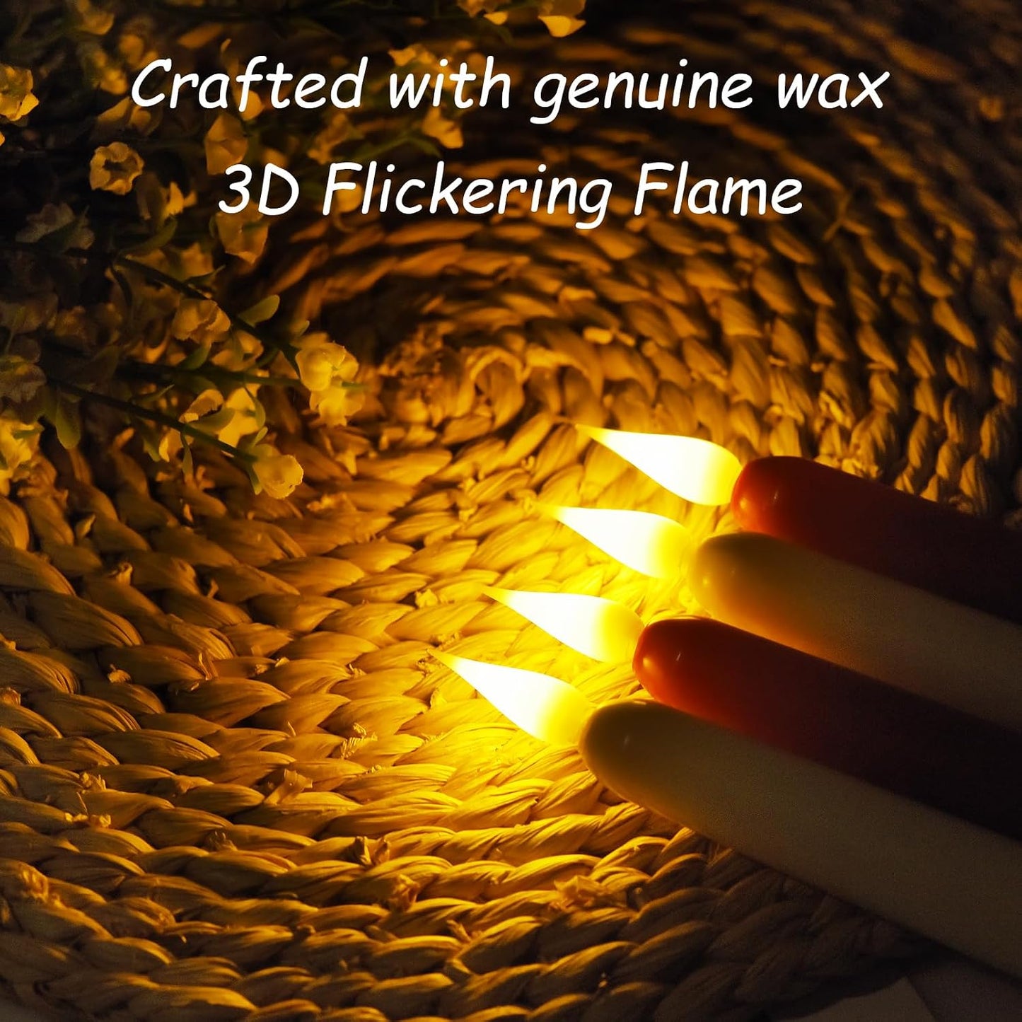 Flameless Taper Candles with Remote Control,15pack Dripless Plastic LED Candles,Flickering Battery