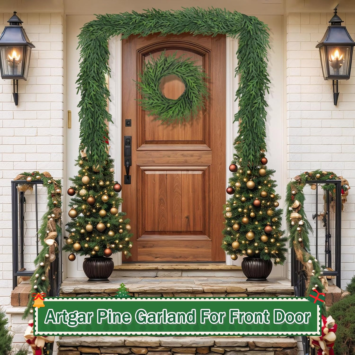 Artgar 12Ft (2 * 6ft) Christmas Pine Garland, 2 Pcs Real Touch Pine Garland | Artificial Realistic Greenery Garlands
