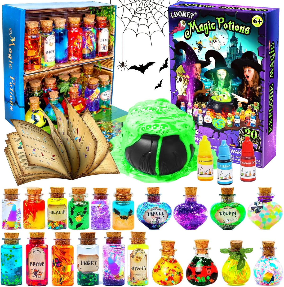 LDomet Fairy Magic Potion Kit for Kids, 20-Bottle Magic Craft Set, Ages 6+
