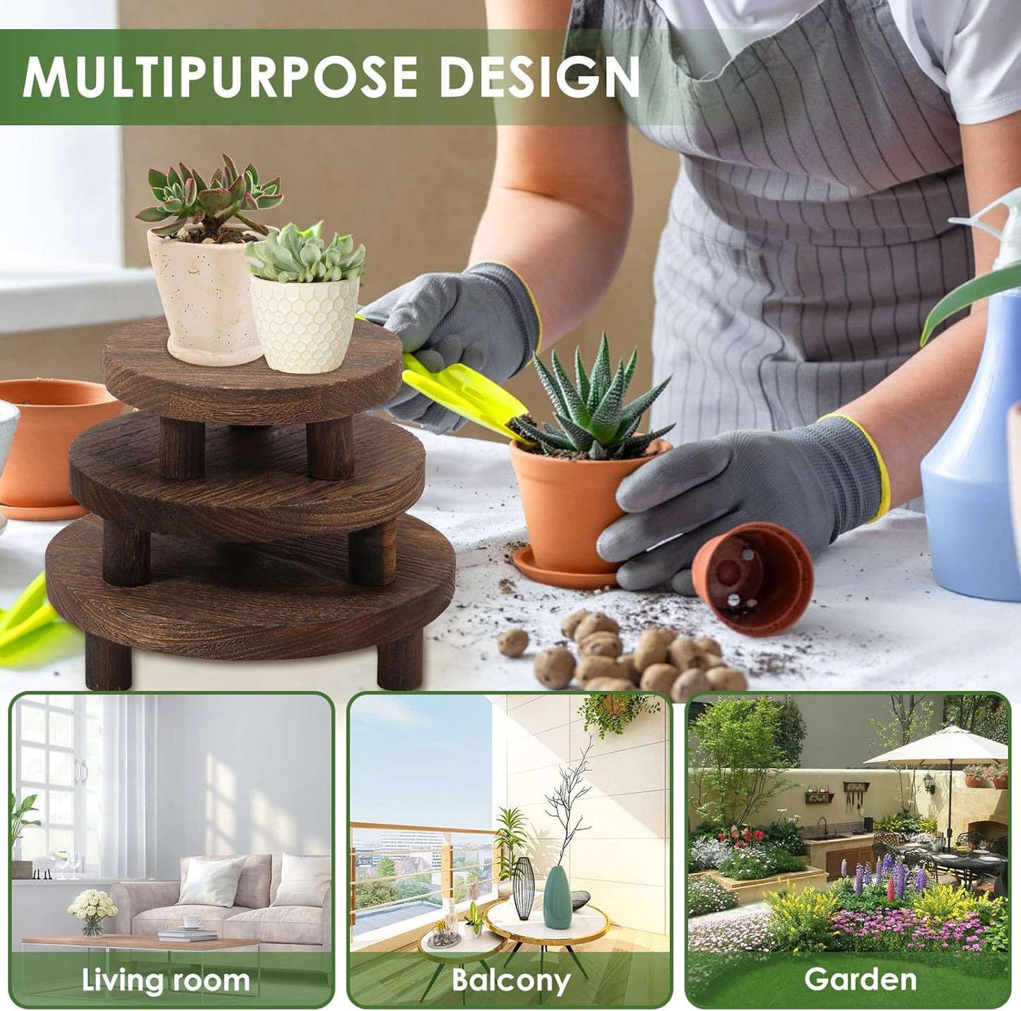 Flower Pot / Tiered Tray Round Risers Decor / Set of 4