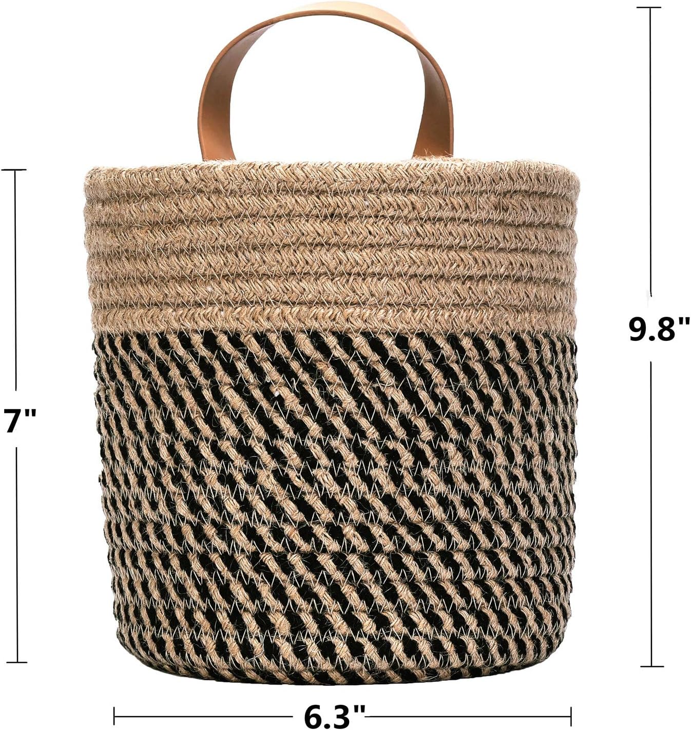 Small Cotton Rope Woven Closet Storage Bins-Shelf Basket Organizer for Plants / Jute