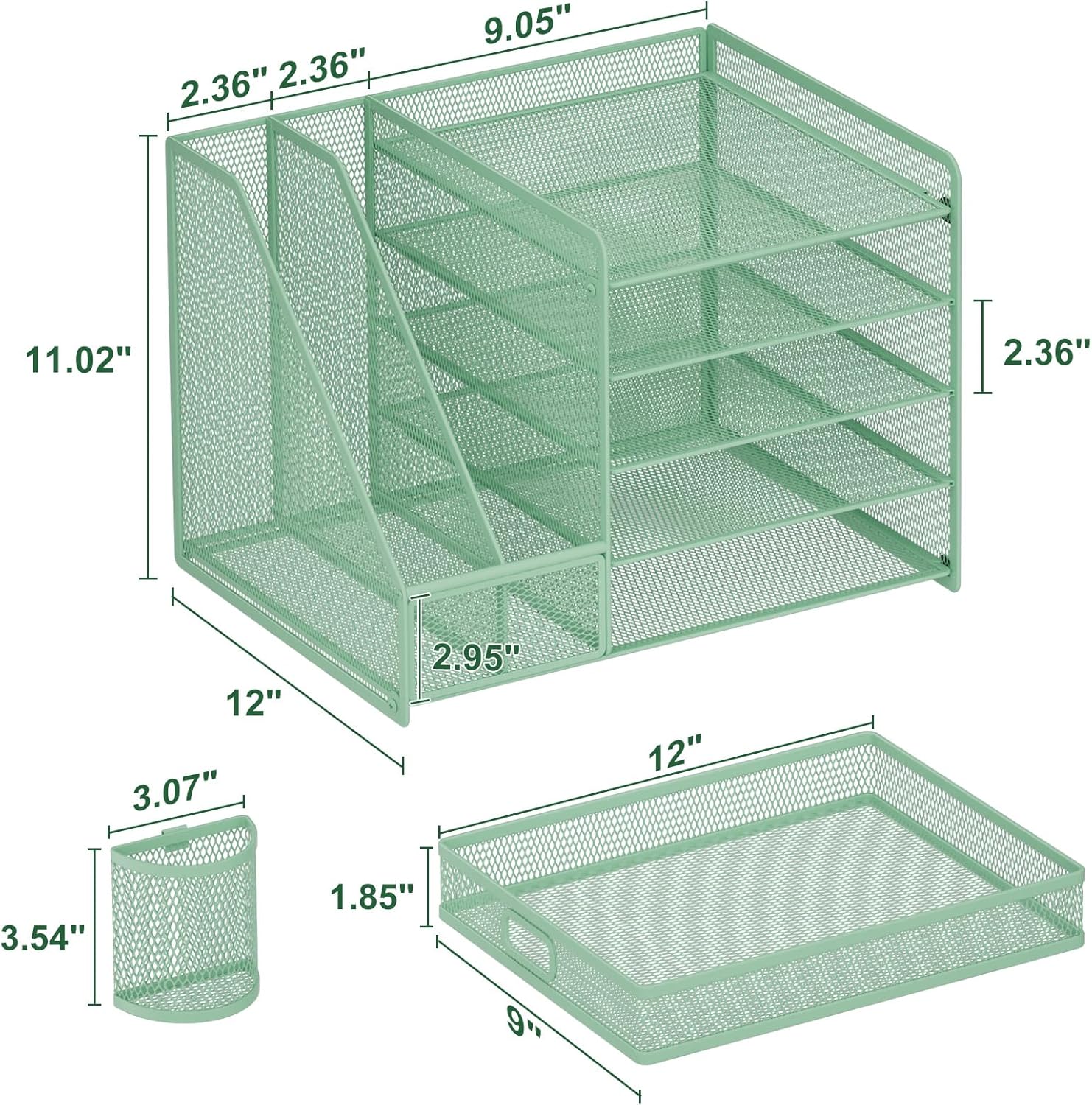 Marbrasse Desk Organizer with File Holder, 5-Tier Paper Letter Tray Organizer with Drawer and 2 Pen Holder, Mesh