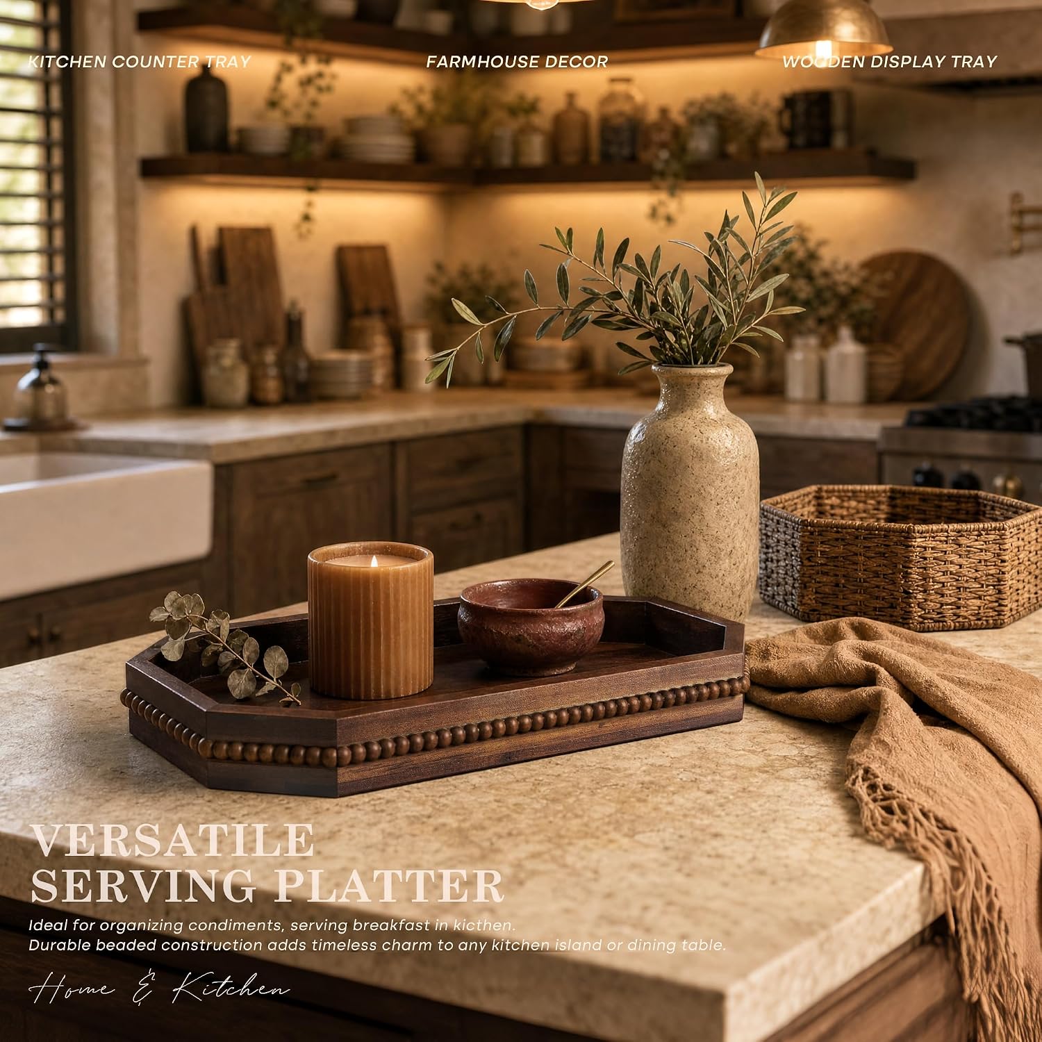 Farmhouse Serving Tray / Dark Acacia