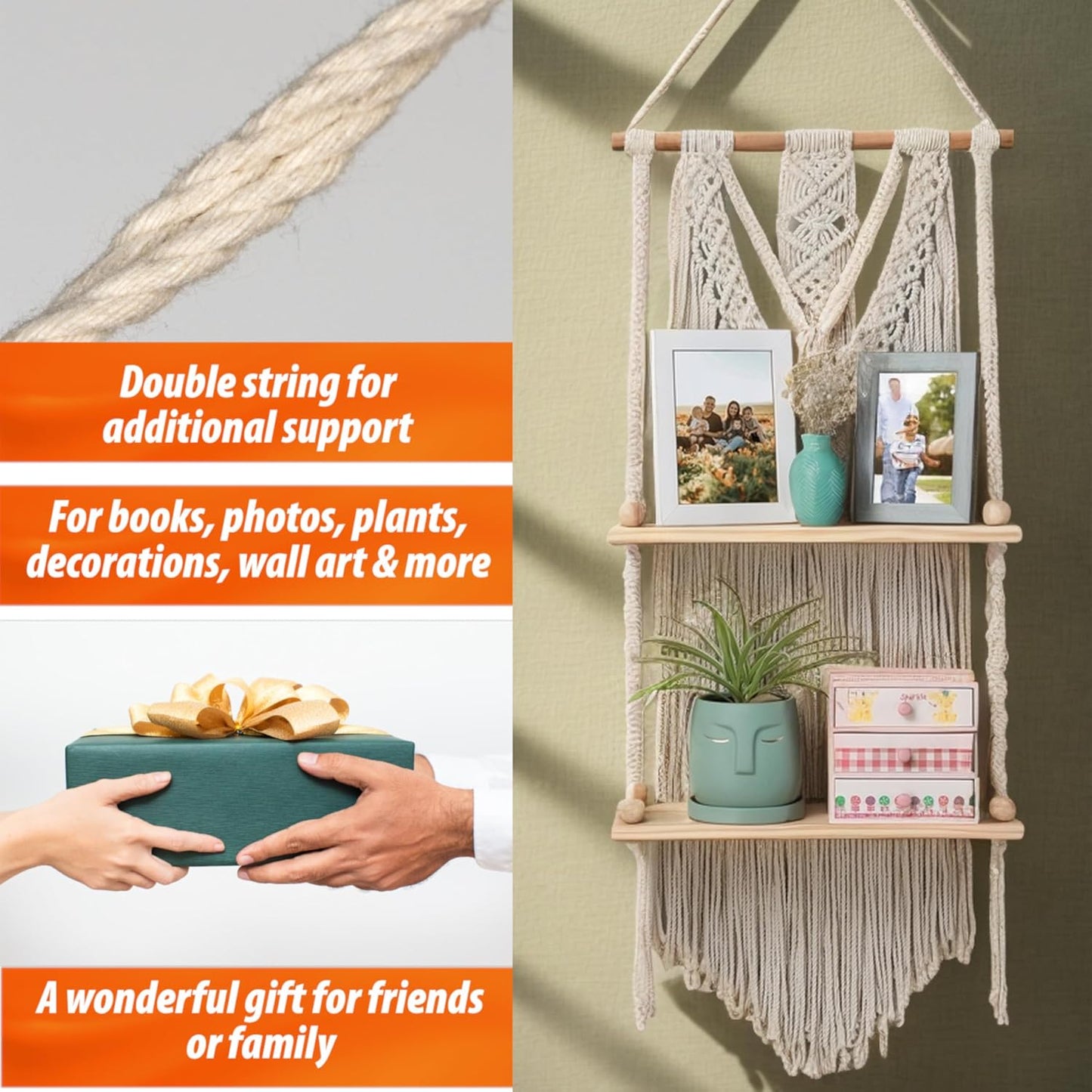 Boho Shelves Bedroom Decor / 2 Tier